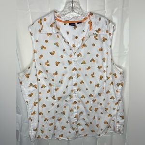 Basic Editions 2X oranges button up tank top
